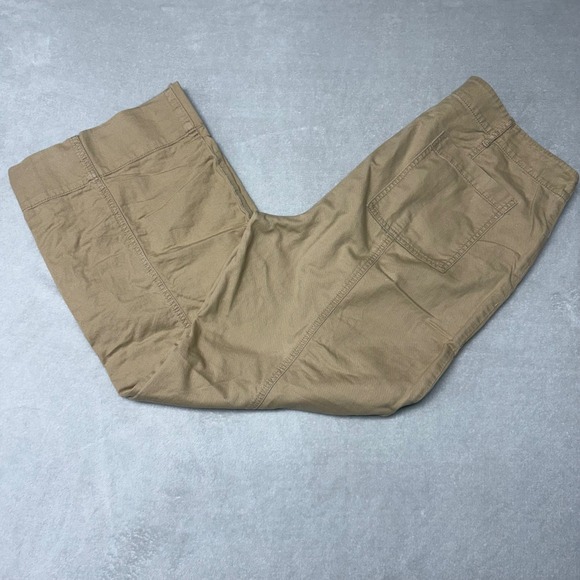 LOFT Pants - Loft Womens Tan Khaki Wide Leg Utility Seam Front Pants Sz 14 High Rise Trouser